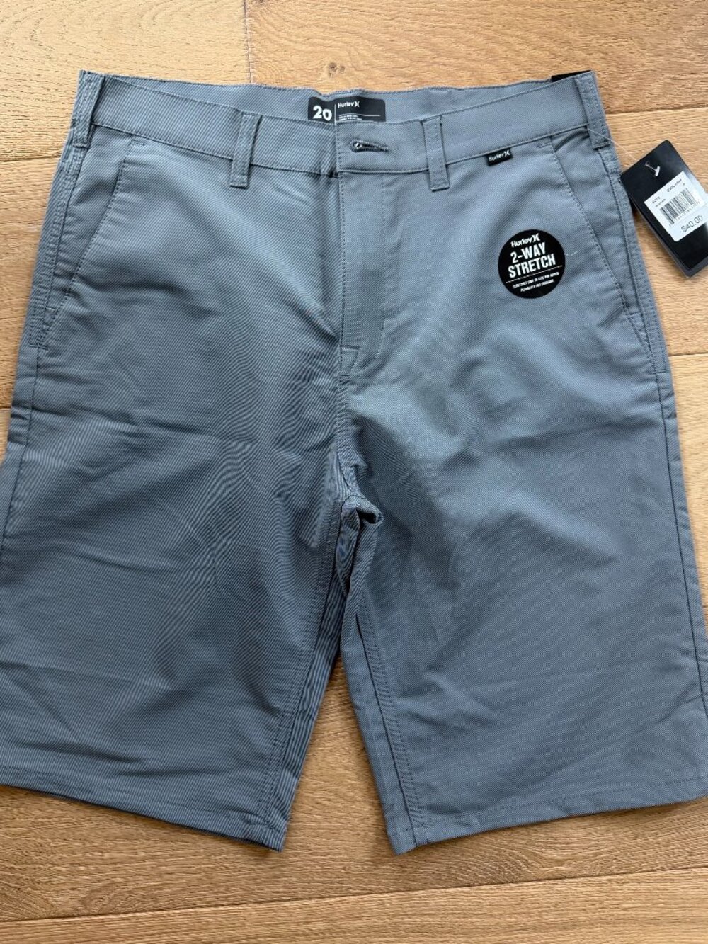Hurley Boys XL  Gray 2 way stretch shorts NWT